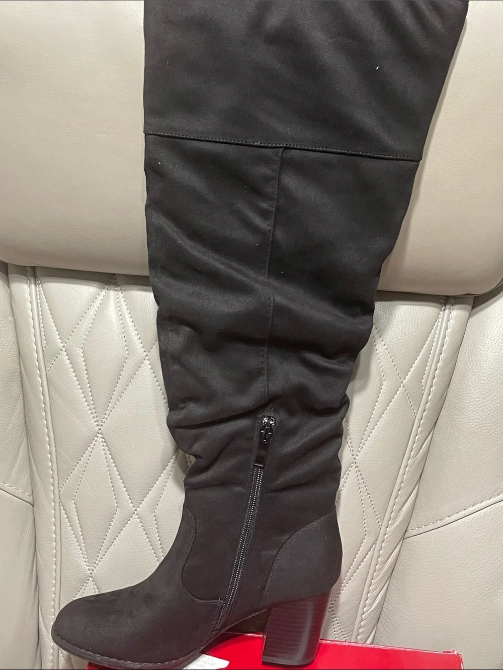 Women's KAISON Black Over-the-Knee Block Heel Boots